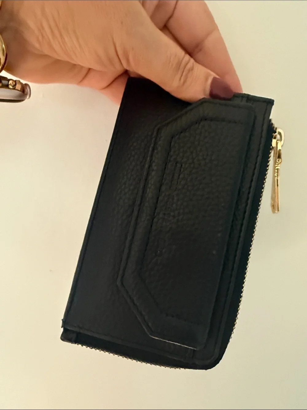 Aimee Kestenberg Black Pebbled Leather Zip Card & Key Holder